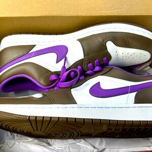 Air Jordan 1 Low Shoes "Purple Mocha" Palomino Wild Berry White 12.5